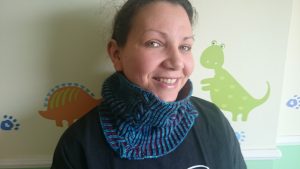 Knit brioche cowl on me