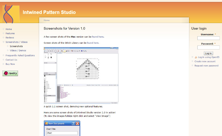 Intwined Pattern Studio, screenshot of the website